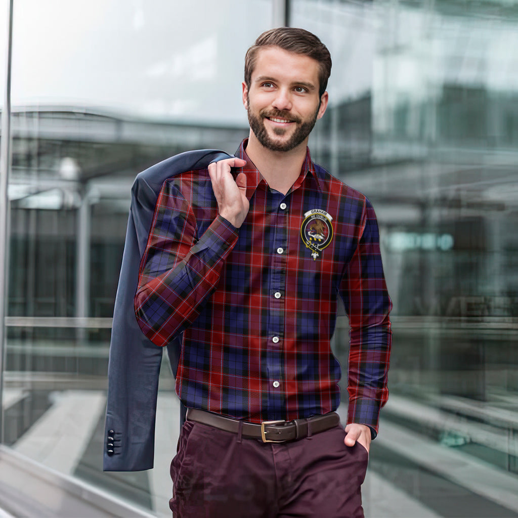 graham-of-menteith-red-tartan-long-sleeve-button-up-shirt-with-family-crest