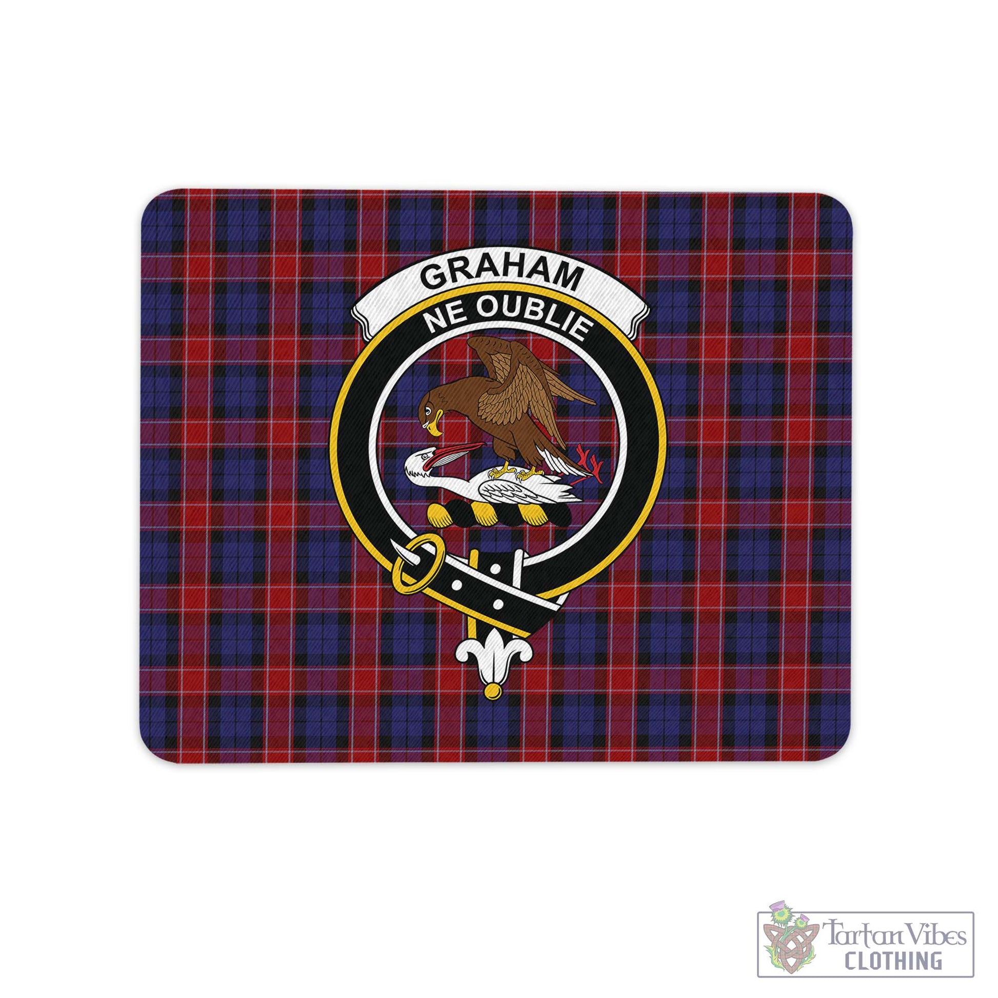 Tartan Vibes Clothing Graham of Menteith Red Tartan Mouse Pad with Family Crest