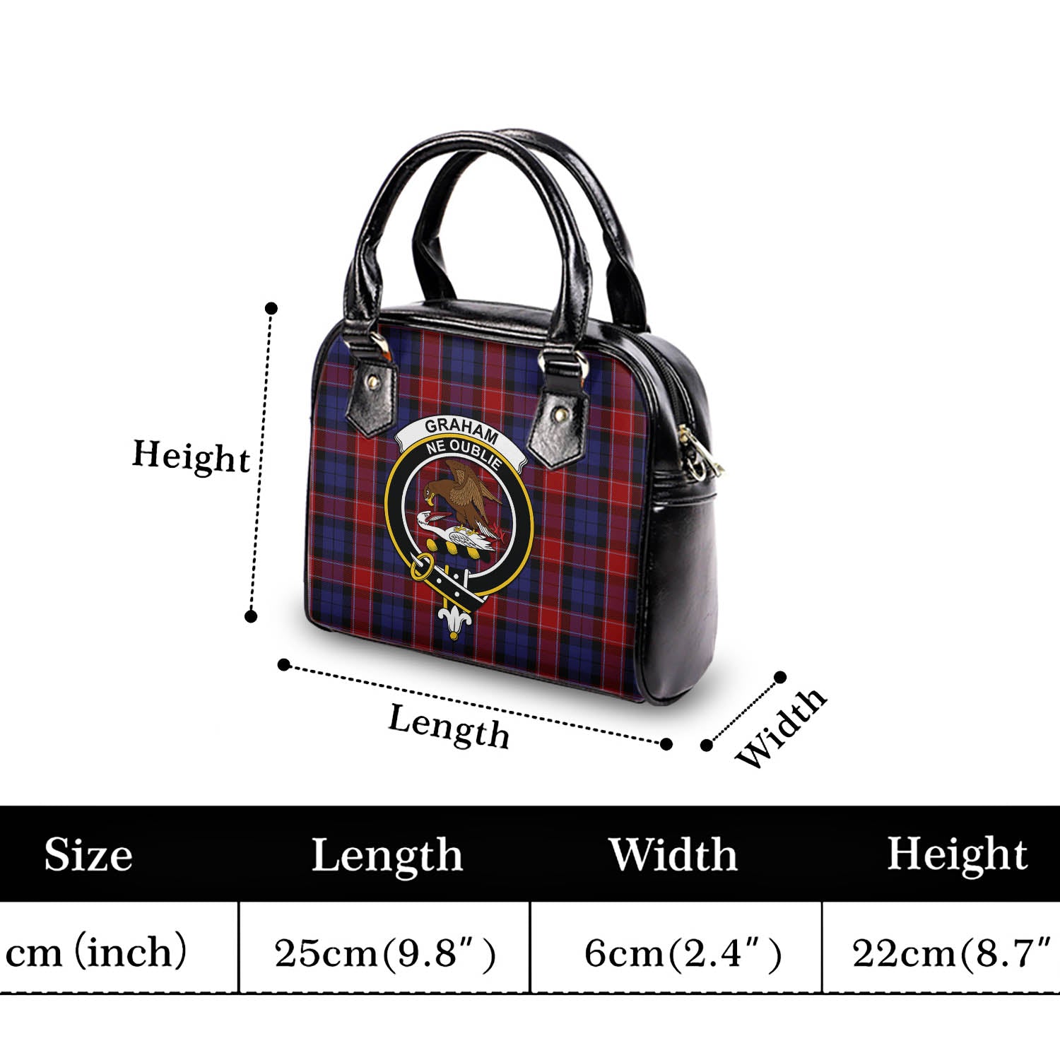 Graham of Menteith Red Tartan Shoulder Handbags with Family Crest - Tartanvibesclothing