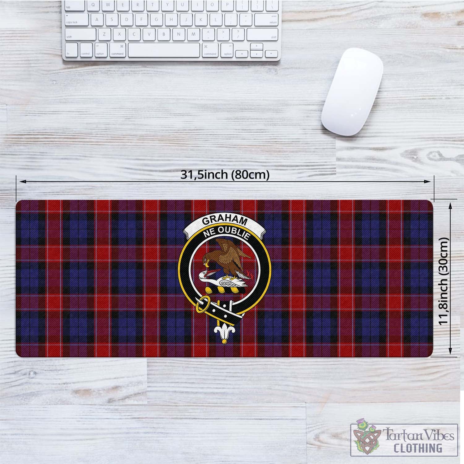 Tartan Vibes Clothing Graham of Menteith Red Tartan Mouse Pad with Family Crest