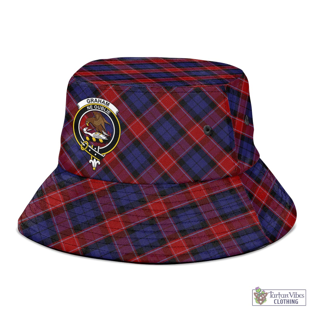 Tartan Vibes Clothing Graham of Menteith Red Tartan Bucket Hat with Family Crest