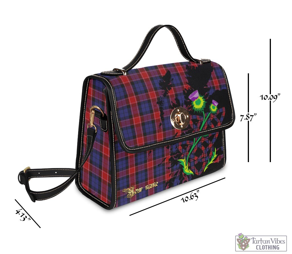 Tartan Vibes Clothing Graham of Menteith Red Tartan Waterproof Canvas Bag with Scotland Map and Thistle Celtic Accents