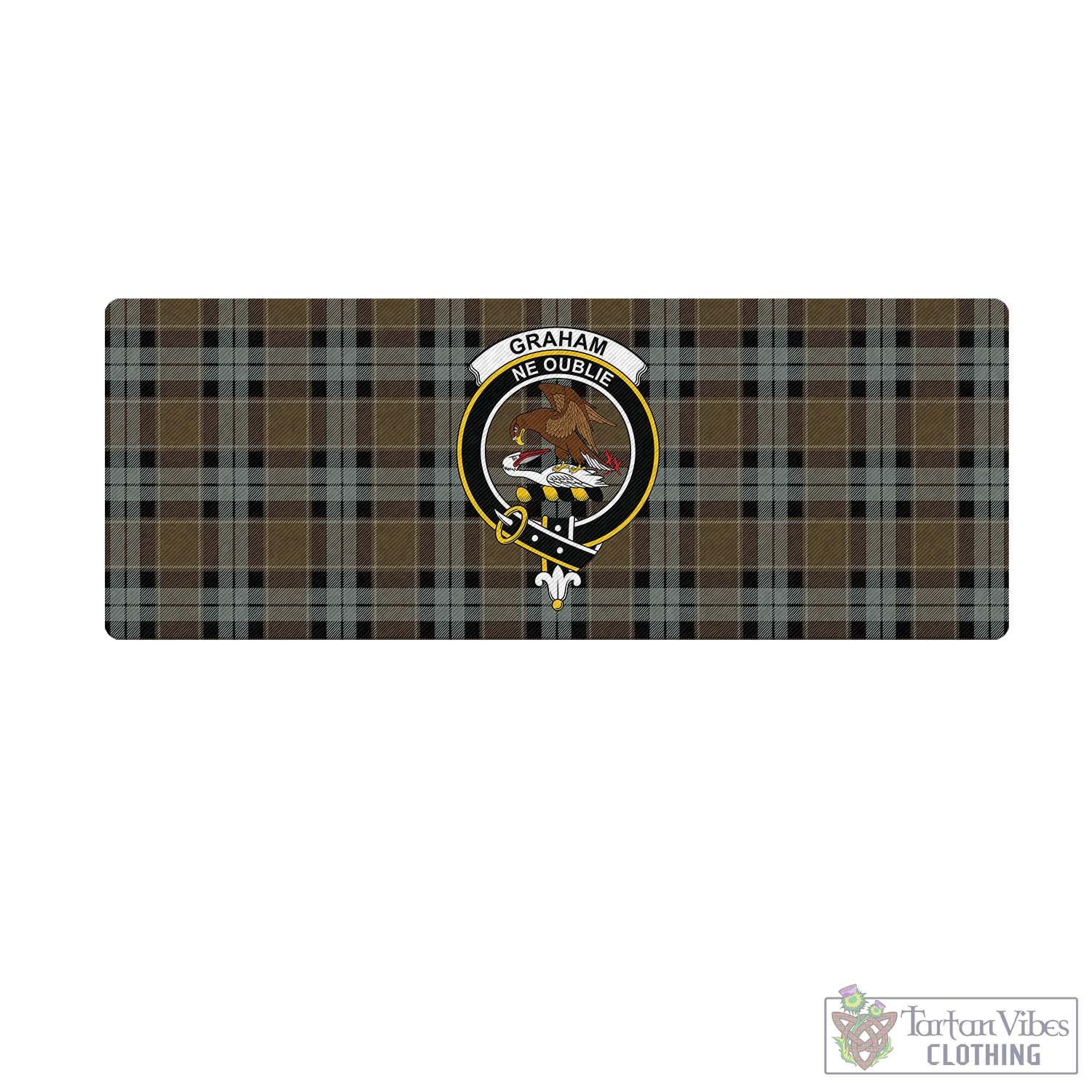 Tartan Vibes Clothing Graham of Menteith Weathered Tartan Mouse Pad with Family Crest