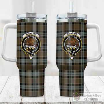 Graham of Menteith Weathered Tartan and Family Crest Tumbler with Handle