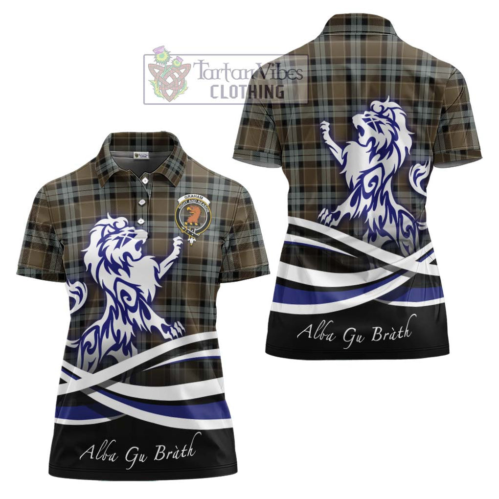 Graham of Menteith Weathered Tartan Women's Polo Shirt with Alba Gu Brath Regal Lion Emblem Women - Tartanvibesclothing Shop