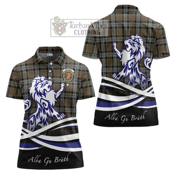 Graham of Menteith Weathered Tartan Women's Polo Shirt with Alba Gu Brath Regal Lion Emblem