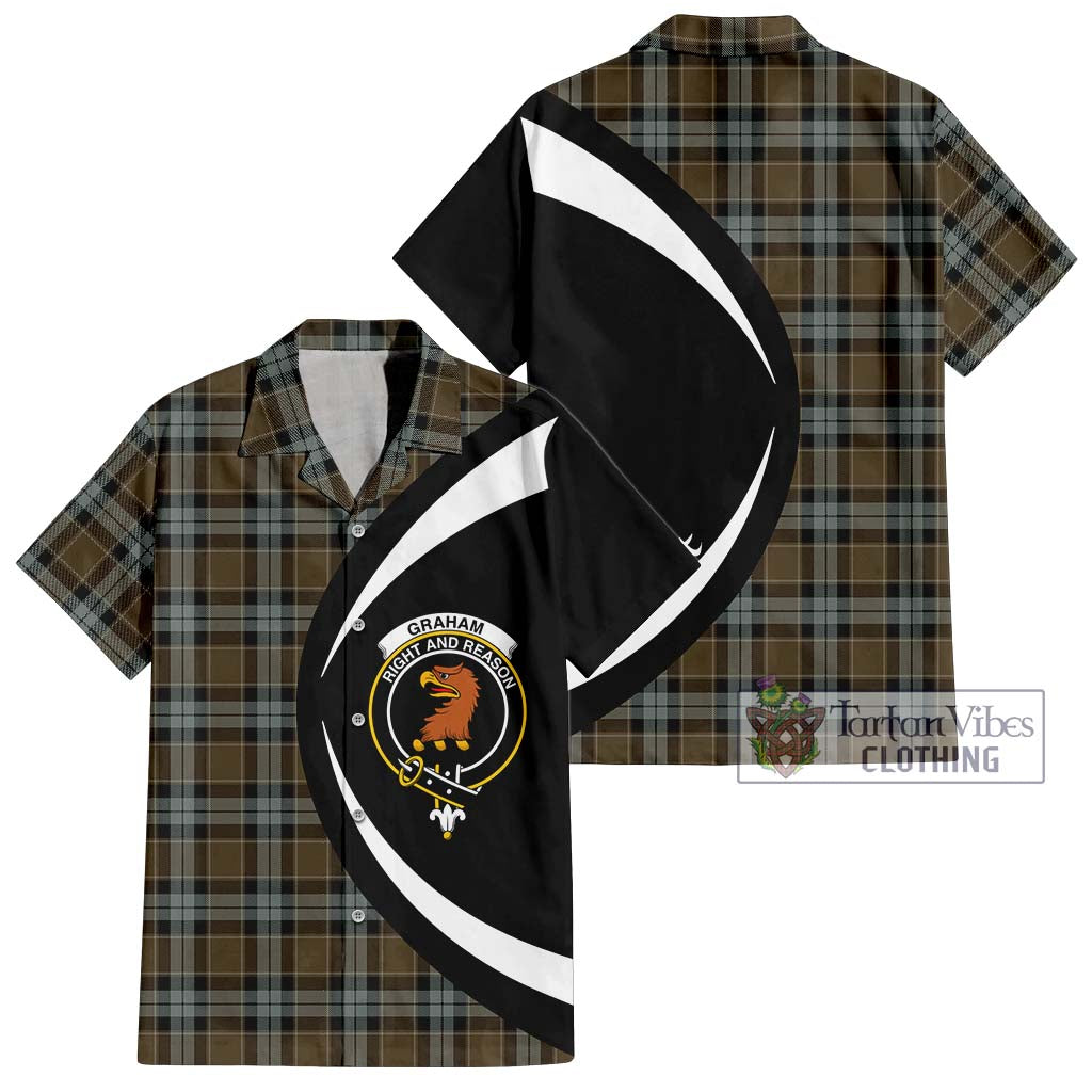 Graham of Menteith Weathered Tartan Short Sleeve Button Up with Family Crest Circle Style Kid - Tartan Vibes Clothing