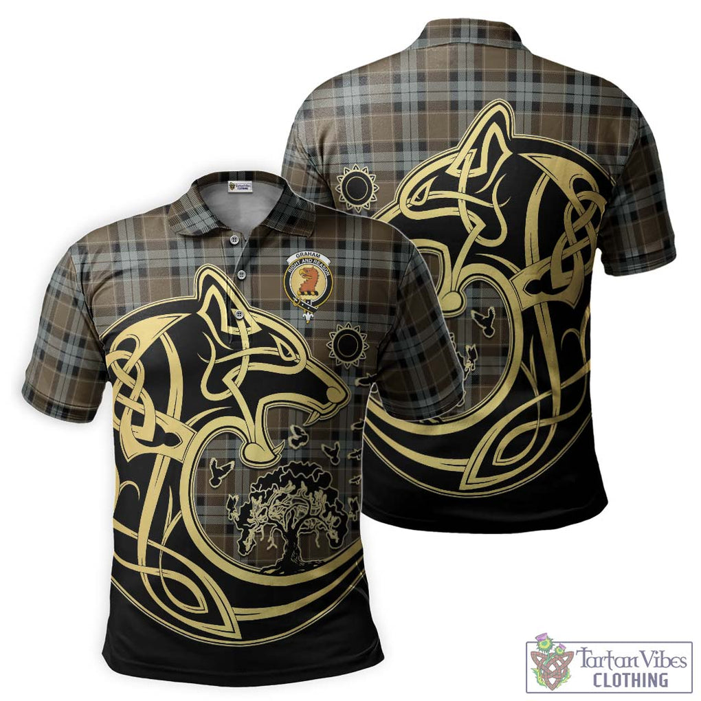 Graham of Menteith Weathered Tartan Polo Shirt with Family Crest Celtic Wolf Style Kid - Tartanvibesclothing Shop