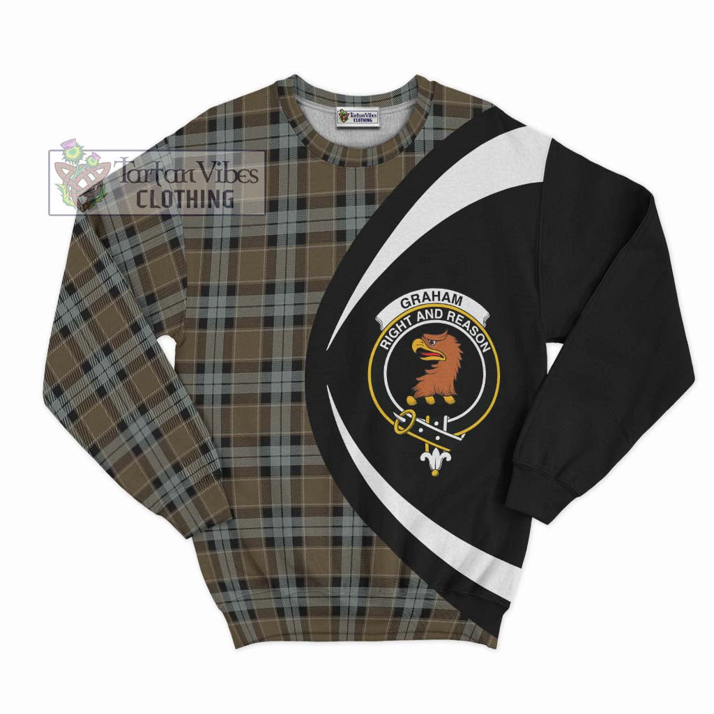 Graham of Menteith Weathered Tartan Sweatshirt with Family Crest Circle Style Unisex - Tartan Vibes Clothing