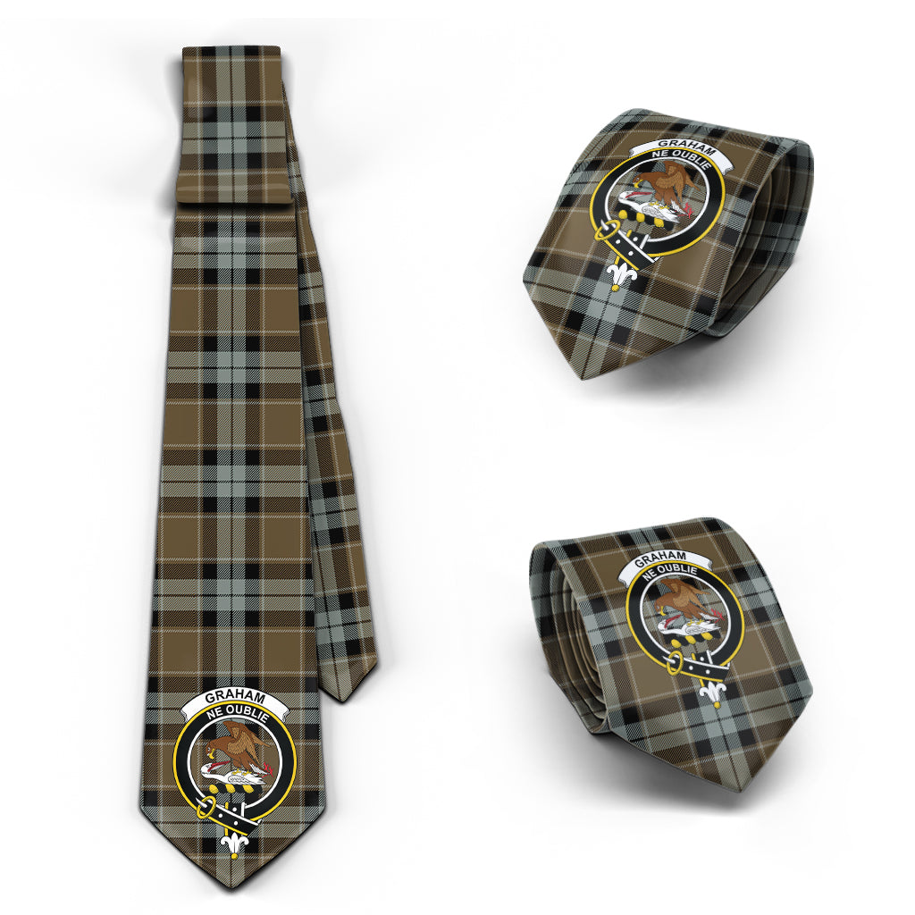 Graham of Menteith Weathered Tartan Classic Necktie with Family Crest Necktie One Size - Tartan Vibes Clothing