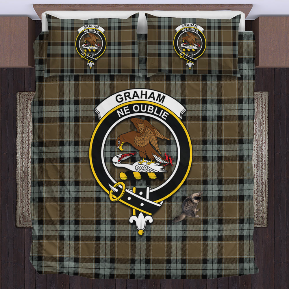 Graham of Menteith Weathered Tartan Bedding Set with Family Crest US Bedding Set - Tartan Vibes Clothing