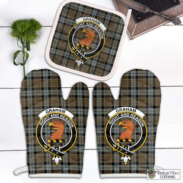 Graham of Menteith Weathered Tartan Combo Oven Mitt & Pot-Holder with Family Crest