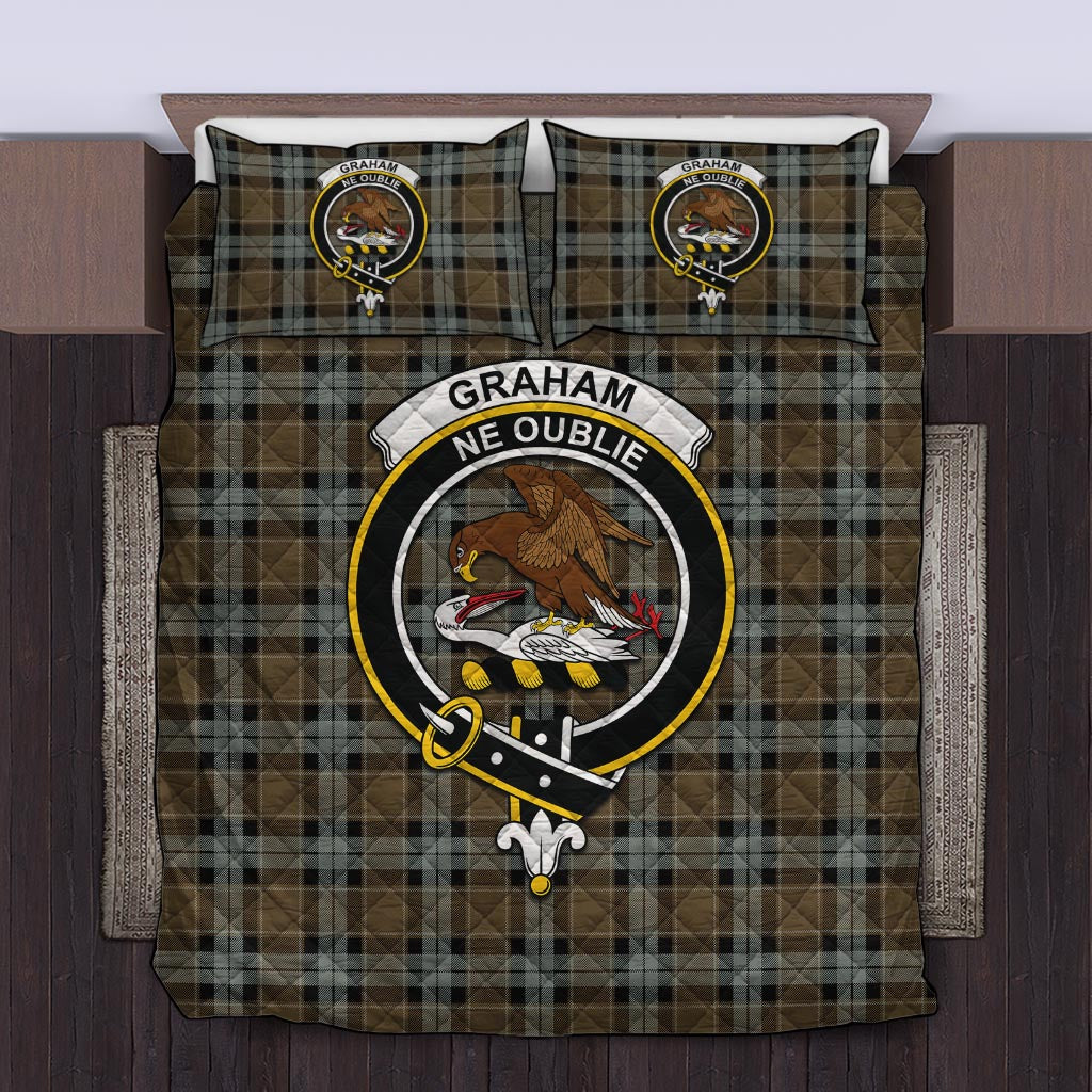 Graham of Menteith Weathered Tartan Quilt Bed Set with Family Crest Twin - Tartan Vibes Clothing