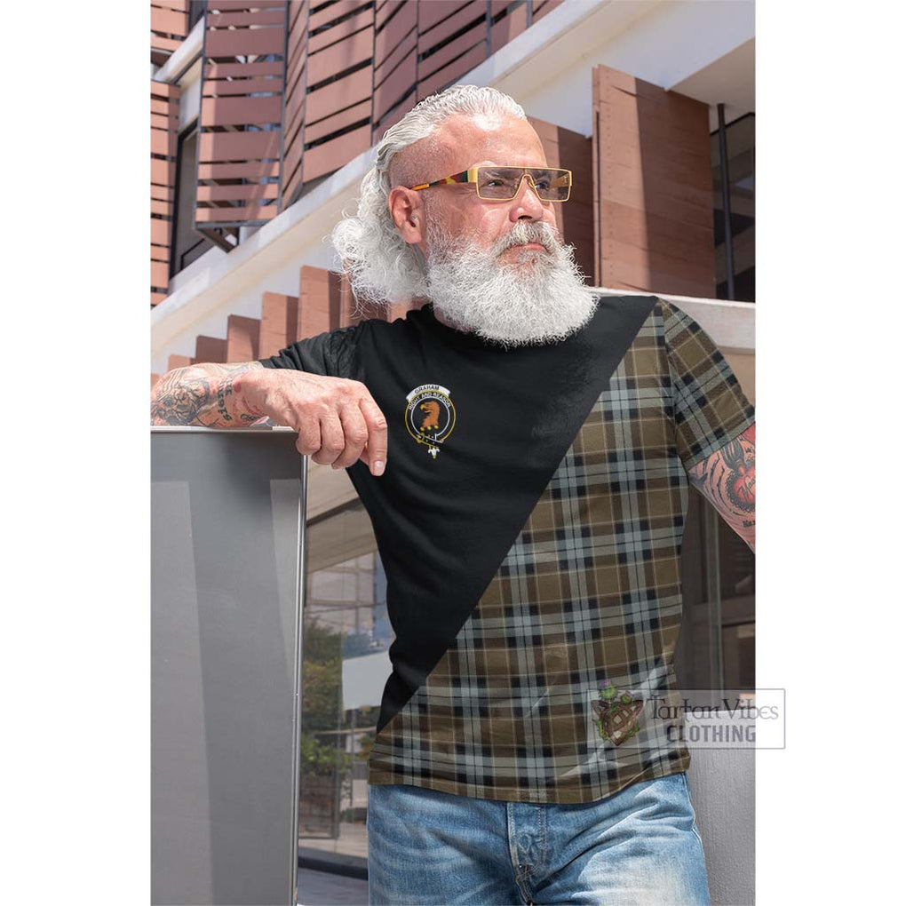 Tartan Vibes Clothing Graham of Menteith Weathered Tartan Cotton T-shirt with Family Crest and Military Logo Style