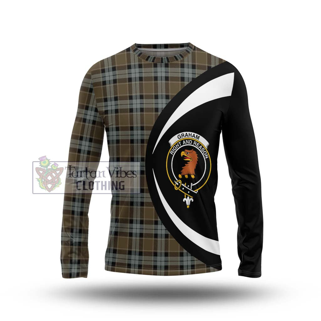 Graham of Menteith Weathered Tartan Long Sleeve T-Shirt with Family Crest Circle Style Unisex - Tartan Vibes Clothing