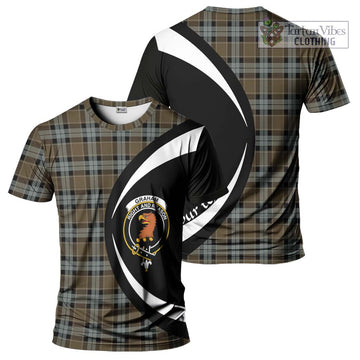 Graham of Menteith Weathered Tartan T-Shirt with Family Crest Circle Style