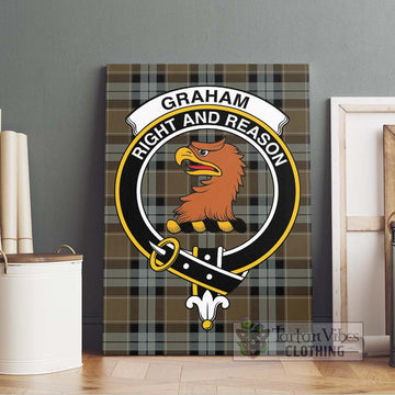 Graham of Menteith Weathered Tartan Canvas Print Wall Art with Family Crest