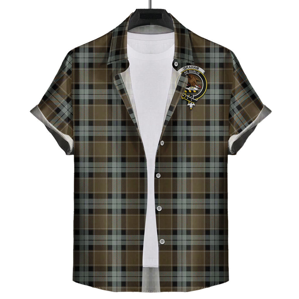 graham-of-menteith-weathered-tartan-short-sleeve-button-down-shirt-with-family-crest