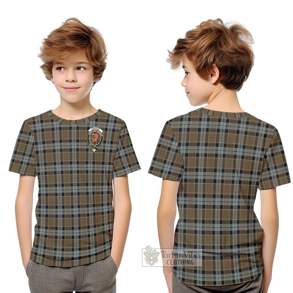 Graham of Menteith Weathered Tartan Kid T-Shirt with Family Crest Youth XL Size14 - Tartanvibesclothing Shop