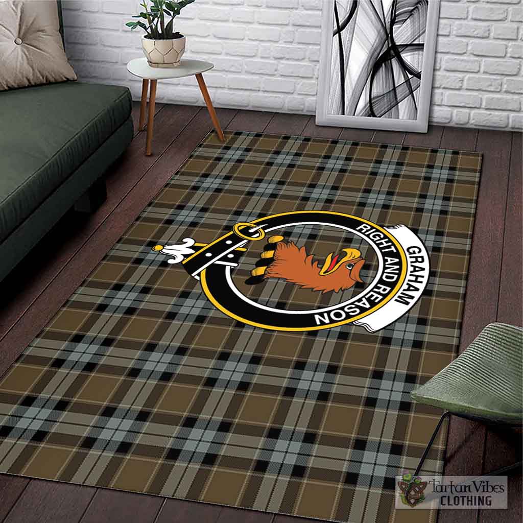 Tartan Vibes Clothing Graham of Menteith Weathered Tartan Area Rug with Family Crest