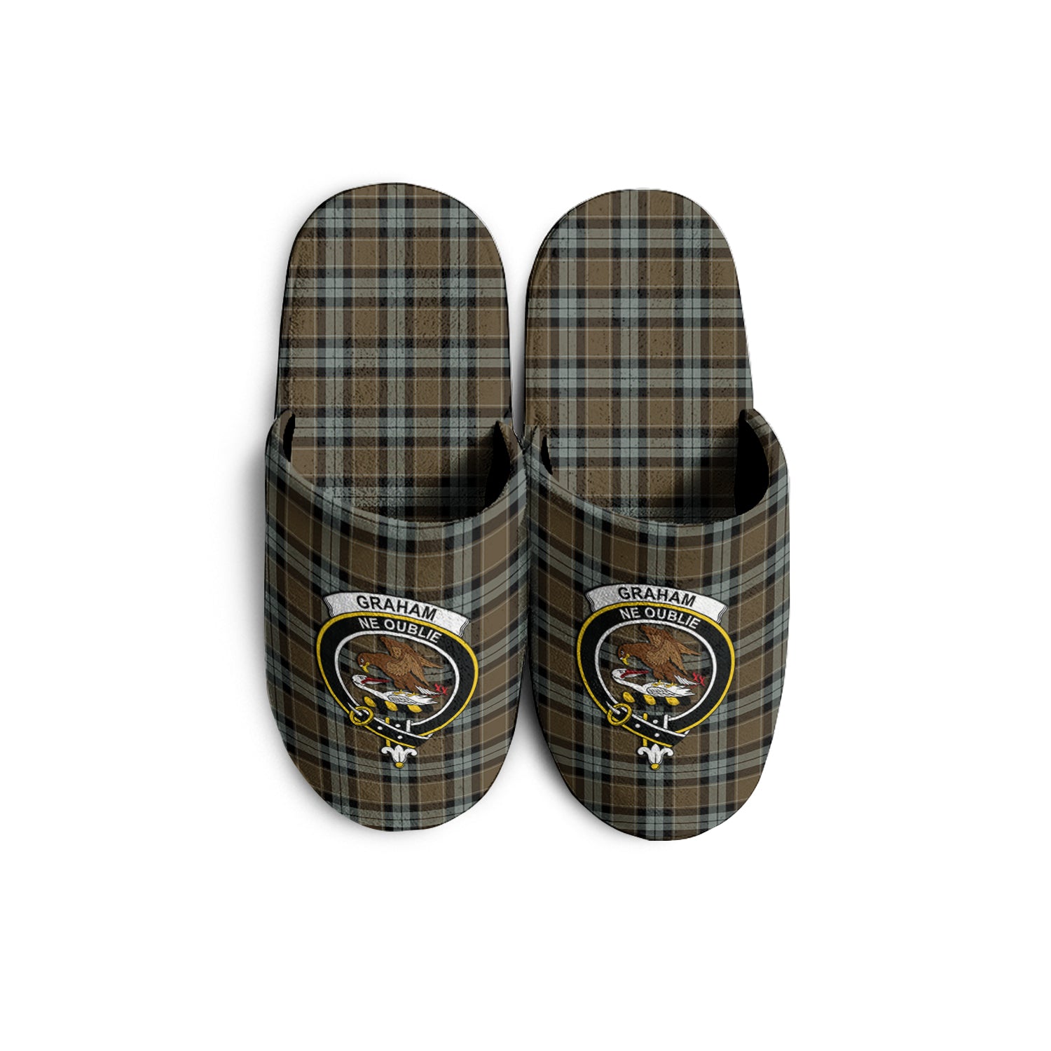 Graham of Menteith Weathered Tartan Home Slippers with Family Crest - Tartanvibesclothing