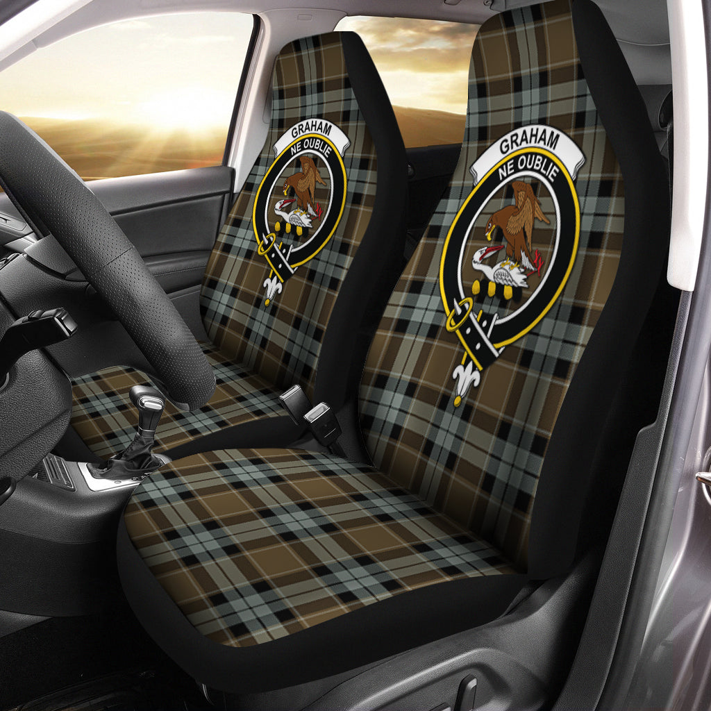 Graham of Menteith Weathered Tartan Car Seat Cover with Family Crest One Size - Tartanvibesclothing