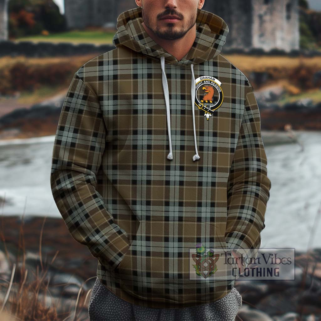 Tartan Vibes Clothing Graham of Menteith Weathered Tartan Cotton Hoodie with Family Crest