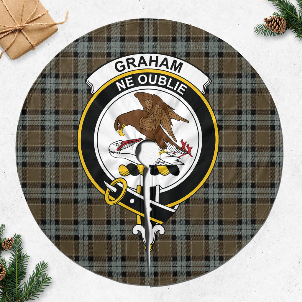 Graham of Menteith Weathered Tartan Christmas Tree Skirt with Family Crest - Tartanvibesclothing