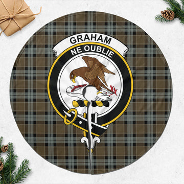 Graham of Menteith Weathered Tartan Christmas Tree Skirt with Family Crest