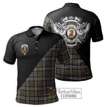 Graham of Menteith Weathered Tartan Polo Shirt with Family Crest and Military Logo Style