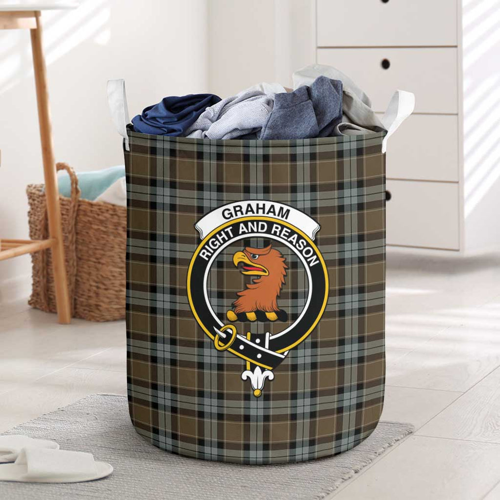 Graham of Menteith Weathered Tartan Laundry Basket with Family Crest One Size - Tartanvibesclothing Shop