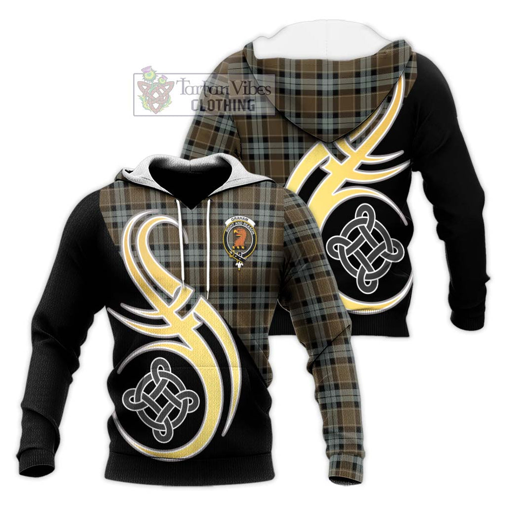 Graham of Menteith Weathered Tartan Knitted Hoodie with Family Crest and Celtic Symbol Style Unisex Knitted Pullover Hoodie - Tartan Vibes Clothing