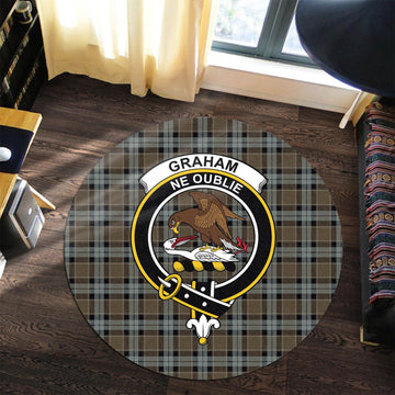 Graham of Menteith Weathered Tartan Round Rug with Family Crest