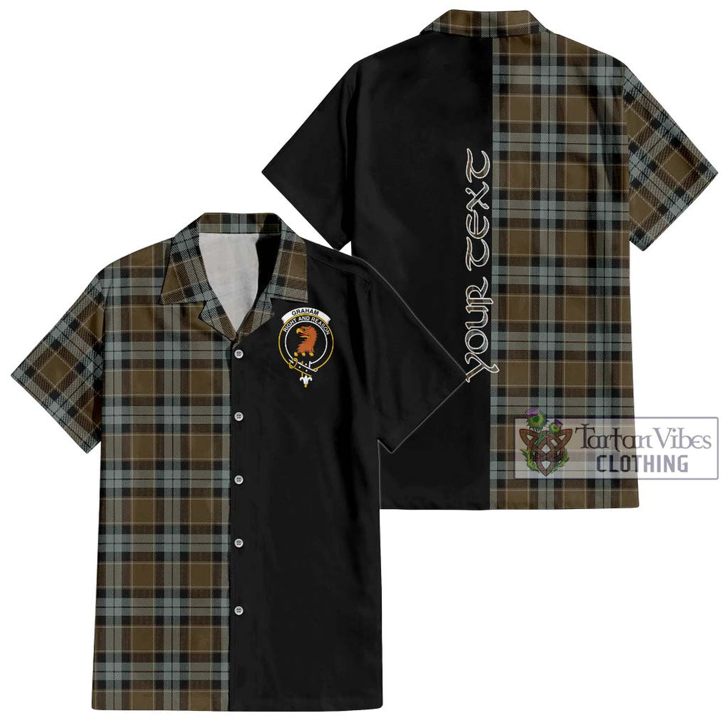 Graham of Menteith Weathered Tartan Short Sleeve Button Shirt with Family Crest and Half Of Me Style Kid - Tartanvibesclothing Shop