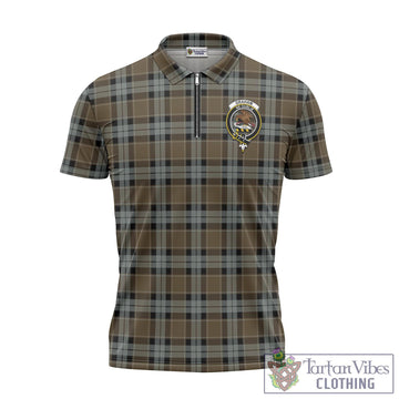 Graham of Menteith Weathered Tartan Zipper Polo Shirt with Family Crest