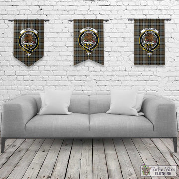 Graham of Menteith Weathered Tartan Gonfalon, Tartan Banner with Family Crest