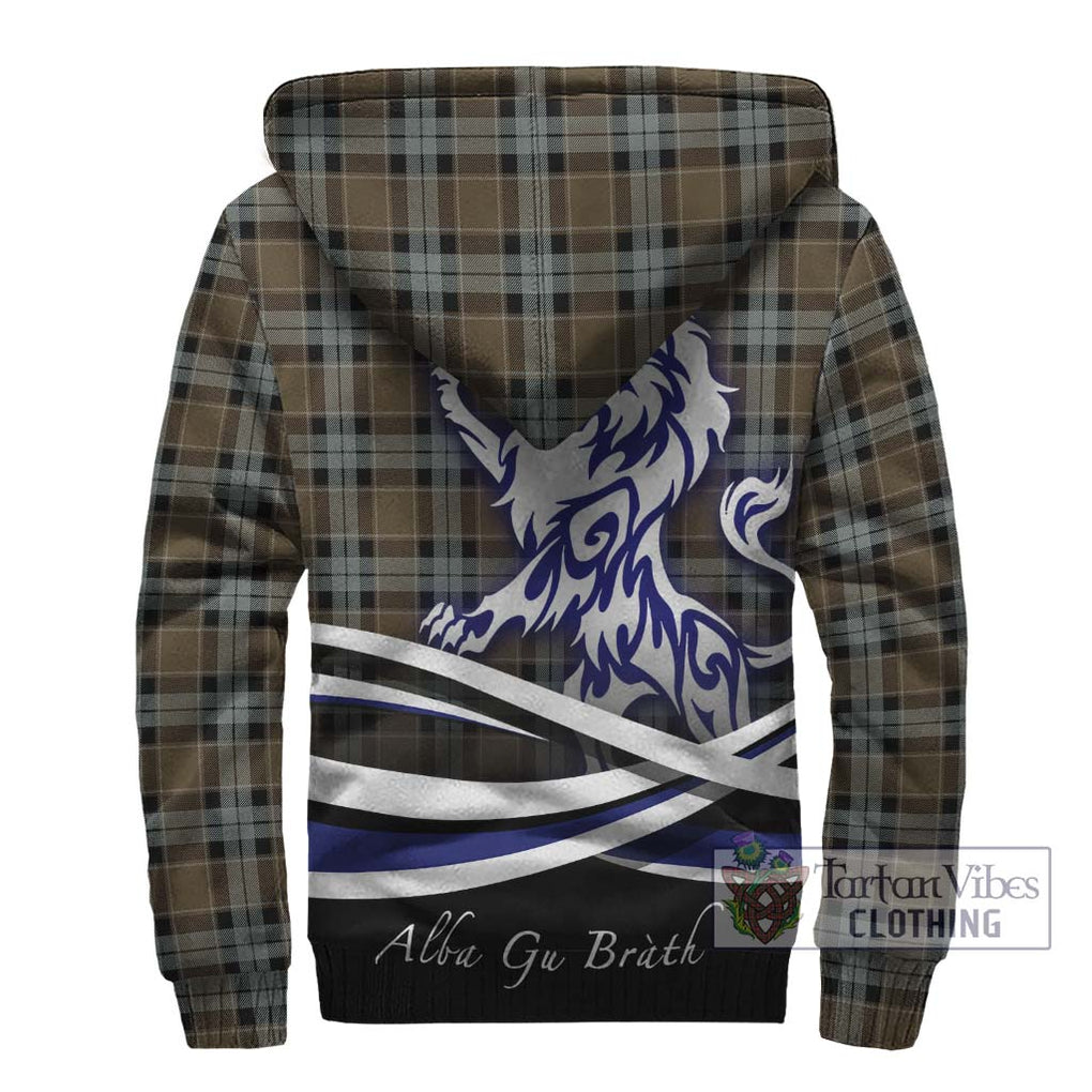 Graham of Menteith Weathered Tartan Sherpa Hoodie with Alba Gu Brath Regal Lion Emblem - Tartanvibesclothing Shop