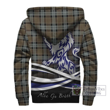 Graham of Menteith Weathered Tartan Sherpa Hoodie with Alba Gu Brath Regal Lion Emblem