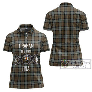 Graham of Menteith Weathered Tartan Women's Polo Shirt with Family Crest DNA In Me Style