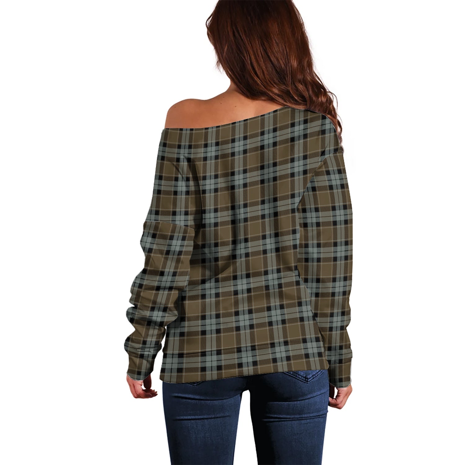 Graham of Menteith Weathered Tartan Off Shoulder Women Sweater - Tartanvibesclothing