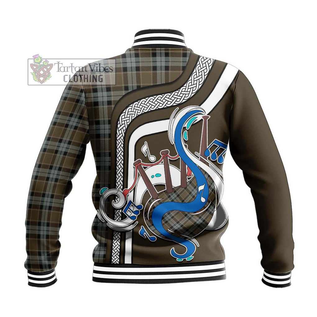 Tartan Vibes Clothing Graham of Menteith Weathered Tartan Baseball Jacket with Epic Bagpipe Style