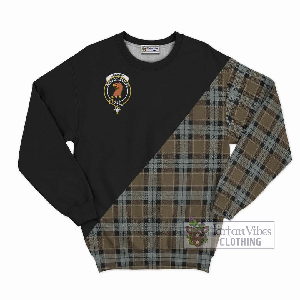 Graham of Menteith Weathered Tartan Sweatshirt with Family Crest and Military Logo Style - Tartanvibesclothing Shop