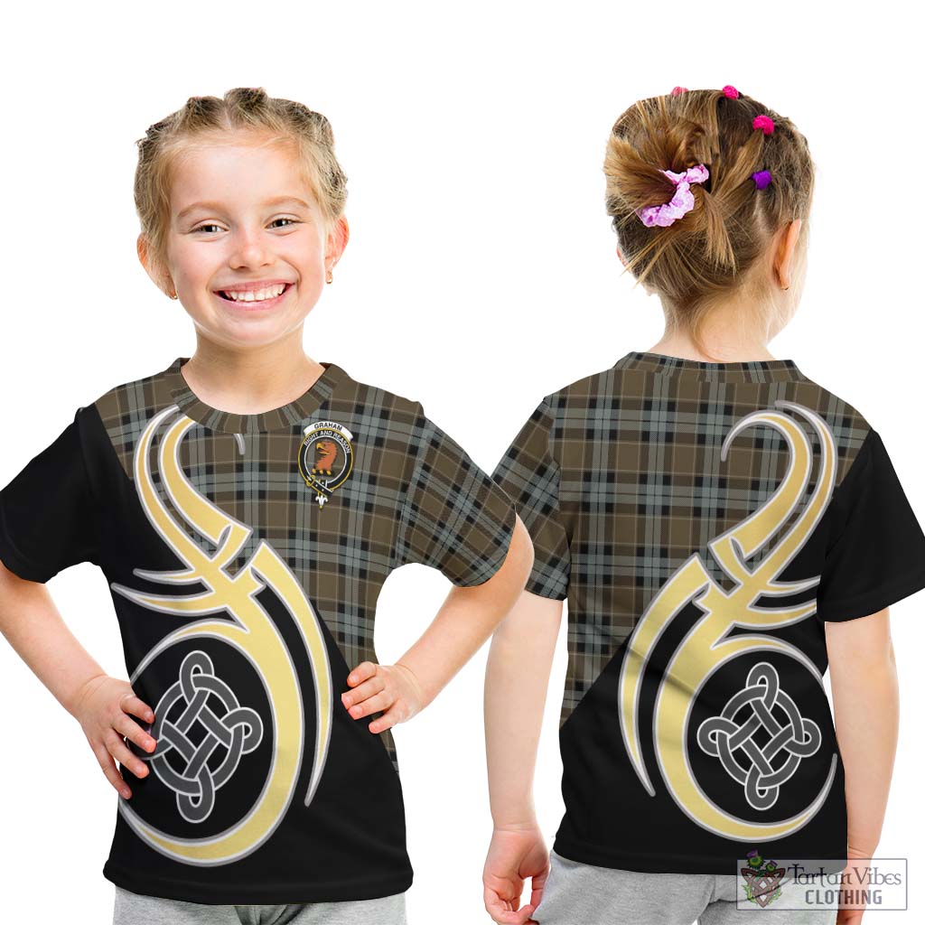 Graham of Menteith Weathered Tartan Kid T-Shirt with Family Crest and Celtic Symbol Style - Tartan Vibes Clothing