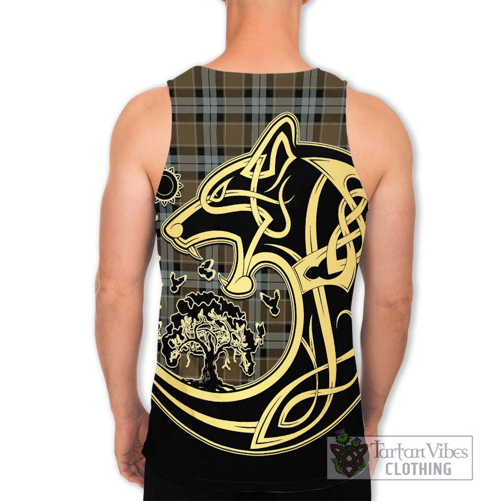 Graham of Menteith Weathered Tartan Men's Tank Top with Family Crest Celtic Wolf Style - Tartan Vibes Clothing