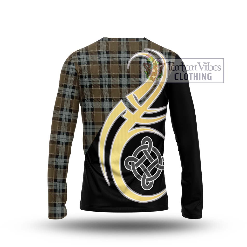 Graham of Menteith Weathered Tartan Long Sleeve T-Shirt with Family Crest and Celtic Symbol Style - Tartan Vibes Clothing