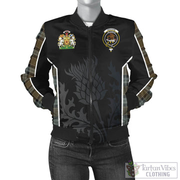 Graham of Menteith Weathered Tartan Bomber Jacket with Family Crest and Scottish Thistle Vibes Sport Style