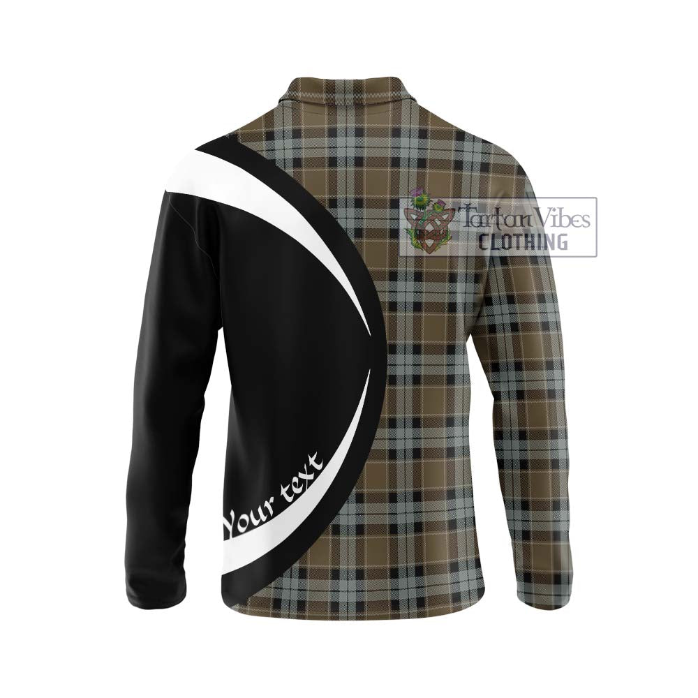 Graham of Menteith Weathered Tartan Long Sleeve Polo Shirt with Family Crest Circle Style - Tartan Vibes Clothing