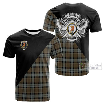 Graham of Menteith Weathered Tartan Cotton T-shirt with Family Crest and Military Logo Style