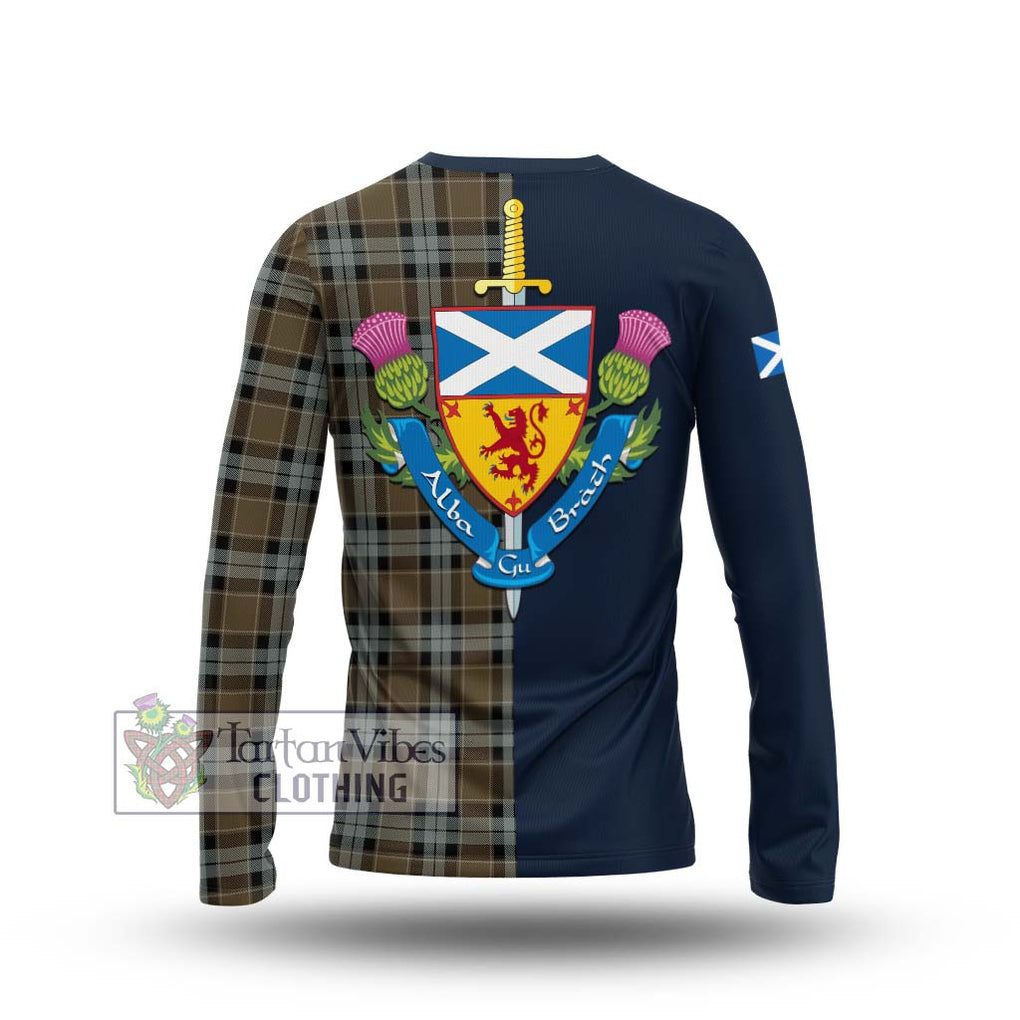 Tartan Vibes Clothing Graham of Menteith Weathered Tartan Long Sleeve T-Shirt with Scottish Lion Royal Arm Half Style