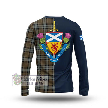 Graham of Menteith Weathered Tartan Long Sleeve T-Shirt Alba with Scottish Lion Royal Arm Half Style